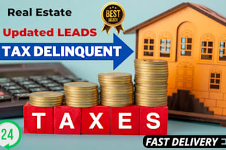 real estate updated tax delinquent list with skip tracing