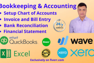 do bookkeeping service for your organization using quickbooks, xero, wave