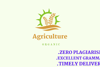 research and write articles, essays, and reports related to agriculture