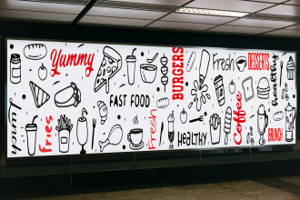 do doodle art, wall art for office and restaurant