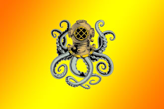 design realistic business helmet with octopus logo with creative concepts