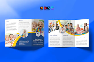 design educational trifold admission brochure and flipbook