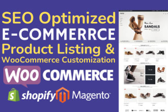 do woocommerce product upload, shopify and magento product listing