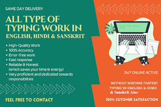 do fast typing ebook job in english hindi and sanskrit