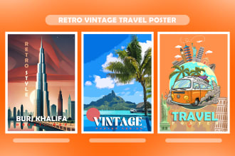 illustrate top level retro vintage poster design