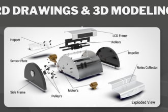 design 2d mechanical drawings and 3d modeling on solidworks