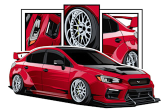 turn your car into detailed vector illustration in 24 hours