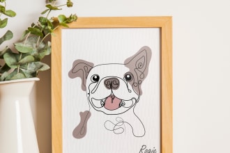 draw awesome line art illustration for your pet in 1 day