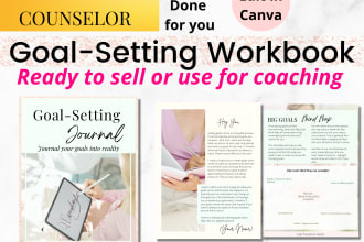 design brandable goal setting workbook for life coaches, canva editable