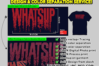 do professional screen print design and color separation asap