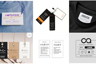 design clothing label, hang tag, neck tag, price tag, care label, clothing tag