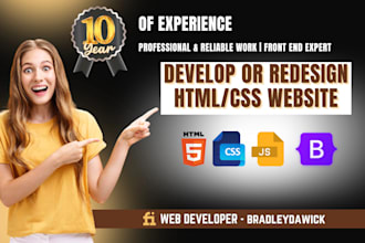 build or redesign your website with HTML CSS or bootstrap