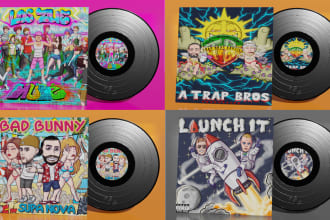draw album cover crazy cartoons hip hop rock etc for spotify
