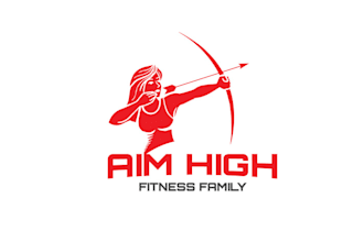 design modern unique aim high fit fam logo