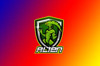 design an awesome alien mascot sport gaming logo with express delivery