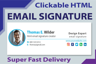 design modern and clickable HTML email signature