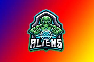 design creative alien sport mascot logo in very short time