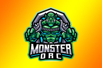 design super monster orc sport mascot logo with source file in 12 hours