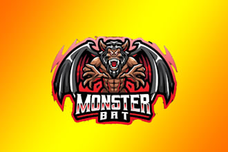 design outstanding monster bat mascot logo with express delivery