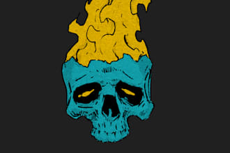 draw retro horror illustration for your brand