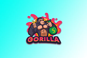 make a high quality gorilla mascot sport logo for you with new concept