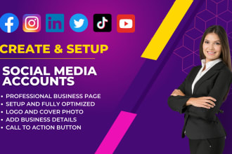 create social media accounts, setup and optimize business pages