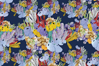 create a hand drawn seamless patterns for fabric design