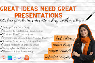 create a professional pitchdeck PPT for investors and startups