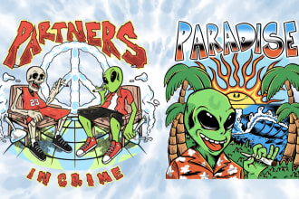 draw amazing weed, psychedelic, alien design for your brand