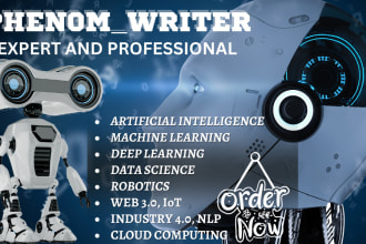 write ebook, articles on artificial intelligence, machine learning, robotics