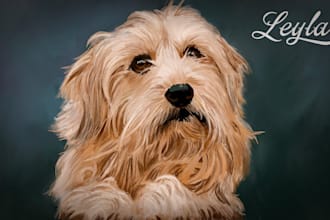 draw digital oil painting of your dog