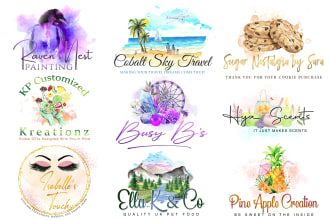 design hand drawn signature feminine watercolor logo
