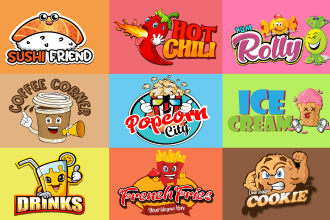 do cartoon character mascot candy,food, restaurant logo