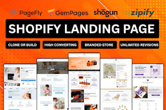 clone or build shopify landing page one product store by pagefly gempages zipify