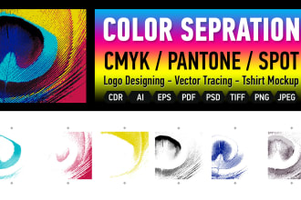 color separation for screen printing, simulation, spot and vector tracing