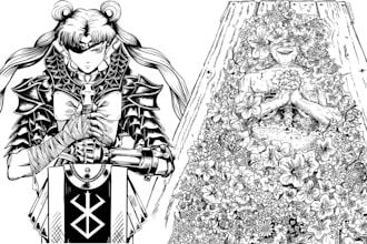 do black and white illustration, line art, vector art,tattoo, merch, book design