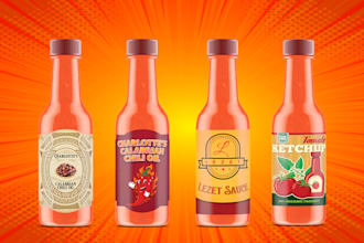 design label and logo for seasoning,sauce,spice,salsa,rub,pickle,dips,ketchup
