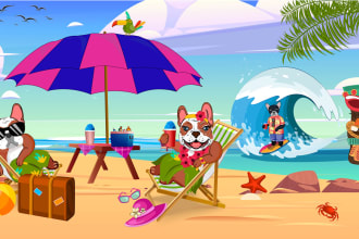illustrate custom cartoon characters and animals