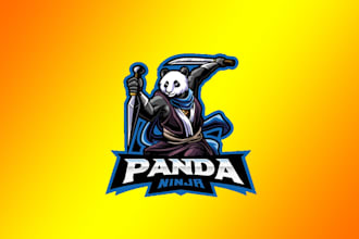 design an awesome panda ninja mascot logo with express delivery