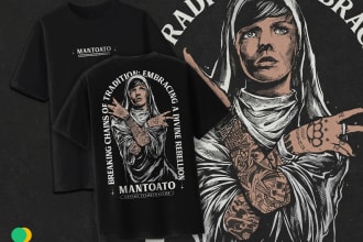 create custom tshirt design illustration in badas cartoon