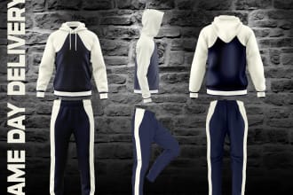 create custom 3d 2d tracksuit sweatsuit mock up