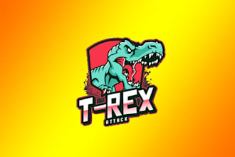 design creative trex gaming mascot logo for you in just 1 day