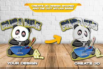 make a 3d mockup packaging pouch, custom shaped mylar bags