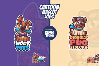 design cute cartoon logo or animal mascot for your dog, cat and pet