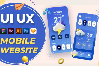 design mobile app ui ux and web ui ux design in figma, xd