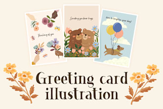 illustrate cute and custom greeting cards for any occasion