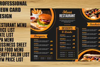 restaurant menu design, food menu, menu card, menu board and gym menu card