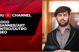 create youtube channel art, logo, intro and outro