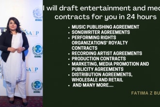 draft entertainment and media contracts for you in 24 hours