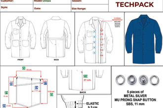 design technical tech pack for medical wear